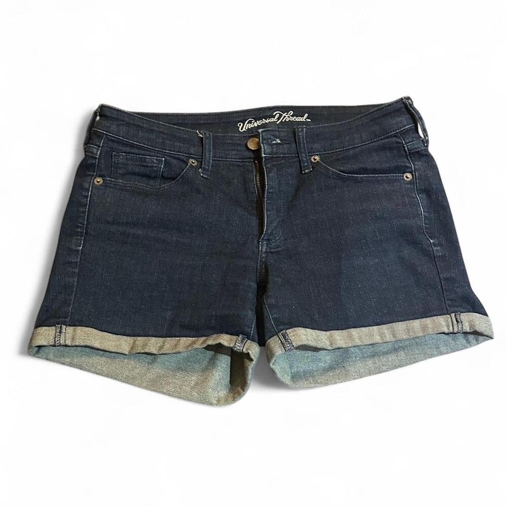 Universal Thread Mid Rise Dark Wash Denim Roll Up Shorts, W27